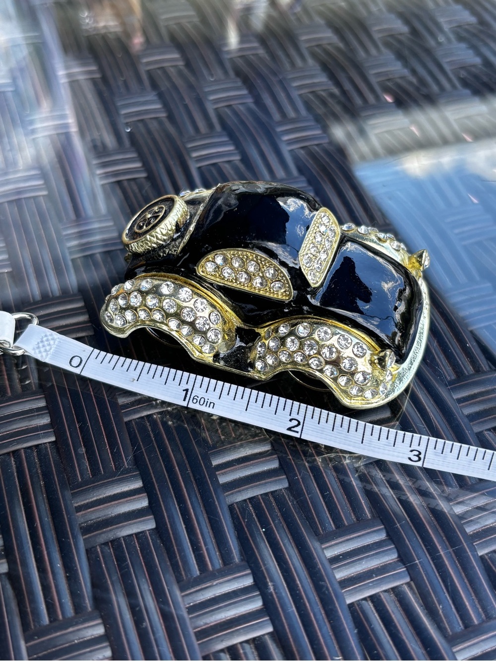 Elegant Black and Gold Jeweled Beetle car trinket